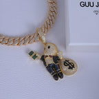 Money Bag Boy With Prong Cuban Chain