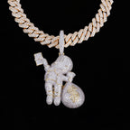 Money Bag Boy With Prong Cuban Chain