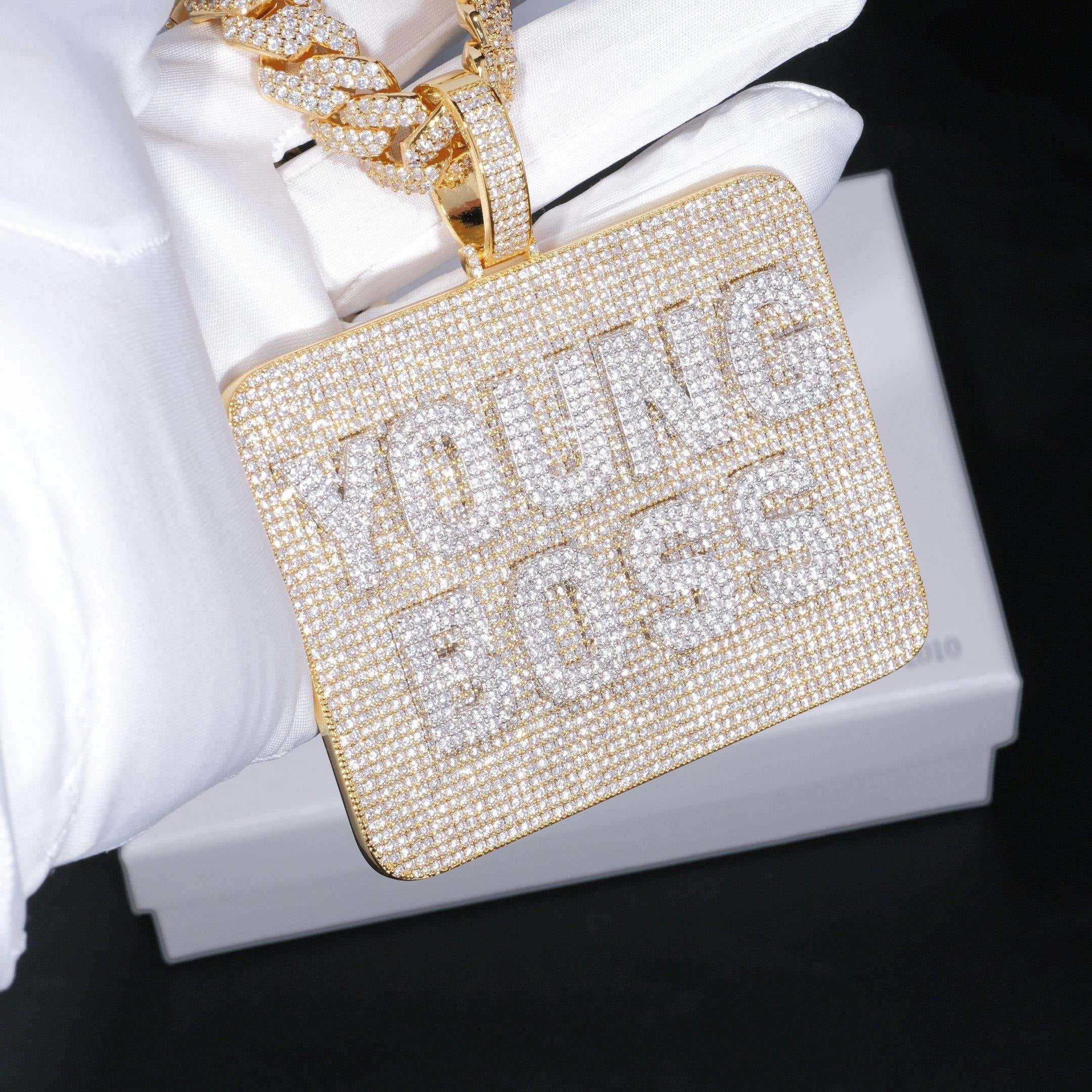 CUSTOM LETTER NECKLACE 3D BIG SQUARE