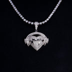 S925 Silver Diamond Heartbeat Music BlingBling Diamond Pendant In Silver