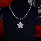 S925 Silver Iced  Star BlingBling Pendant In Gold-Plated
