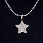S925 Silver Iced  Star BlingBling Pendant In Gold-Plated