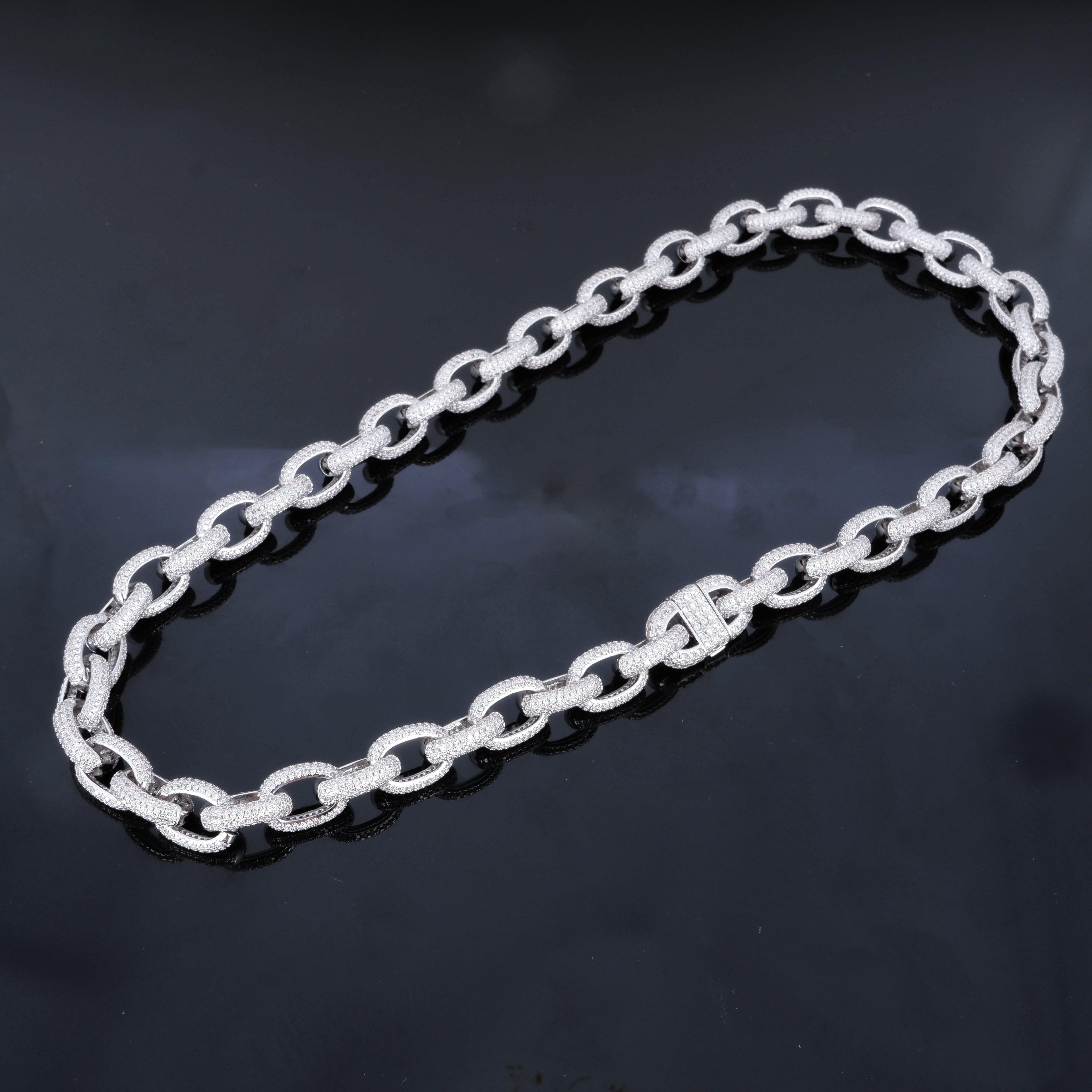 Annular Iced Prong Link Choker in WhiteGold