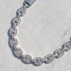 15mm Baguette Mariner Chain White Gold