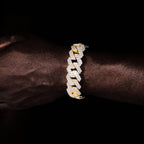 19MM 2-Row Iced Prong Cuban Bracelet In Gold
