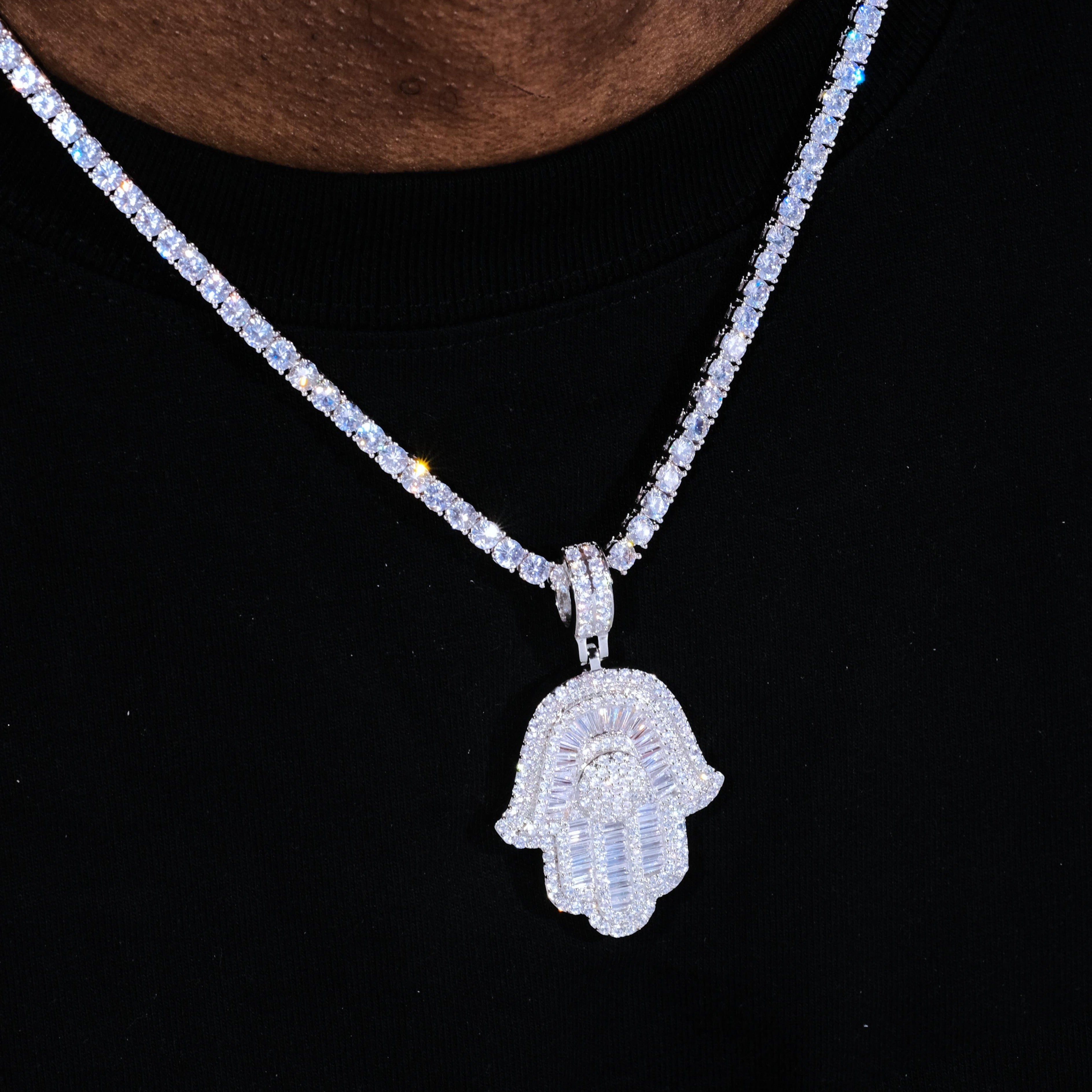 Baguette Hamsa Hand Pendant