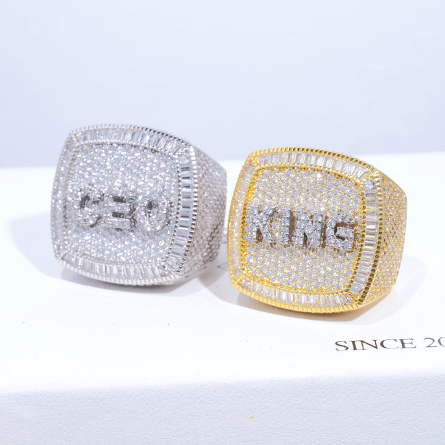 CUSTOM LETTER 3D ICED RING Hover Image