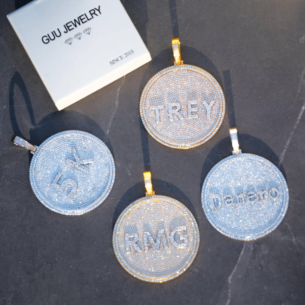 CUSTOM LETTER NECKLACE 3D BIG DISC