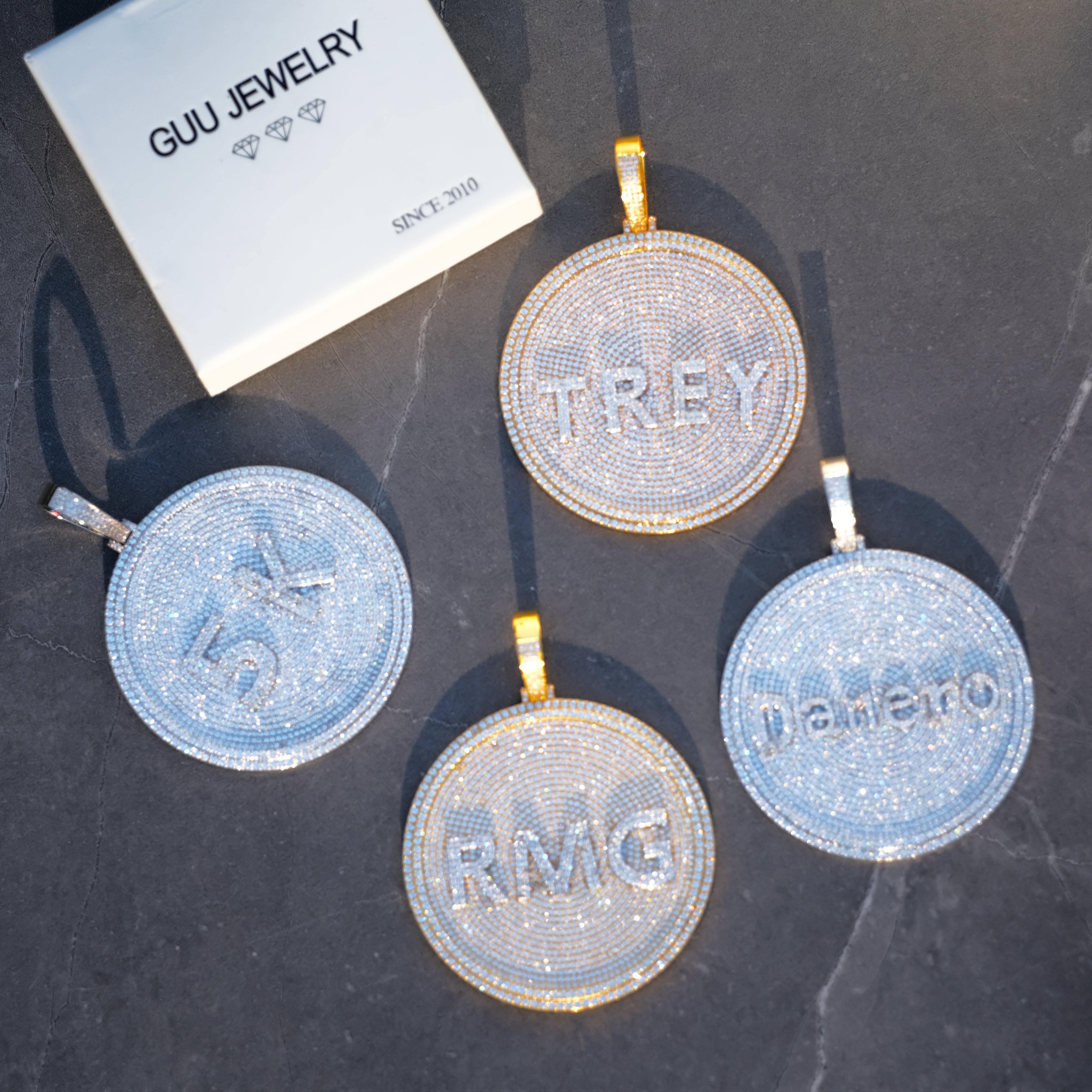 CUSTOM LETTER NECKLACE 3D BIG DISC
