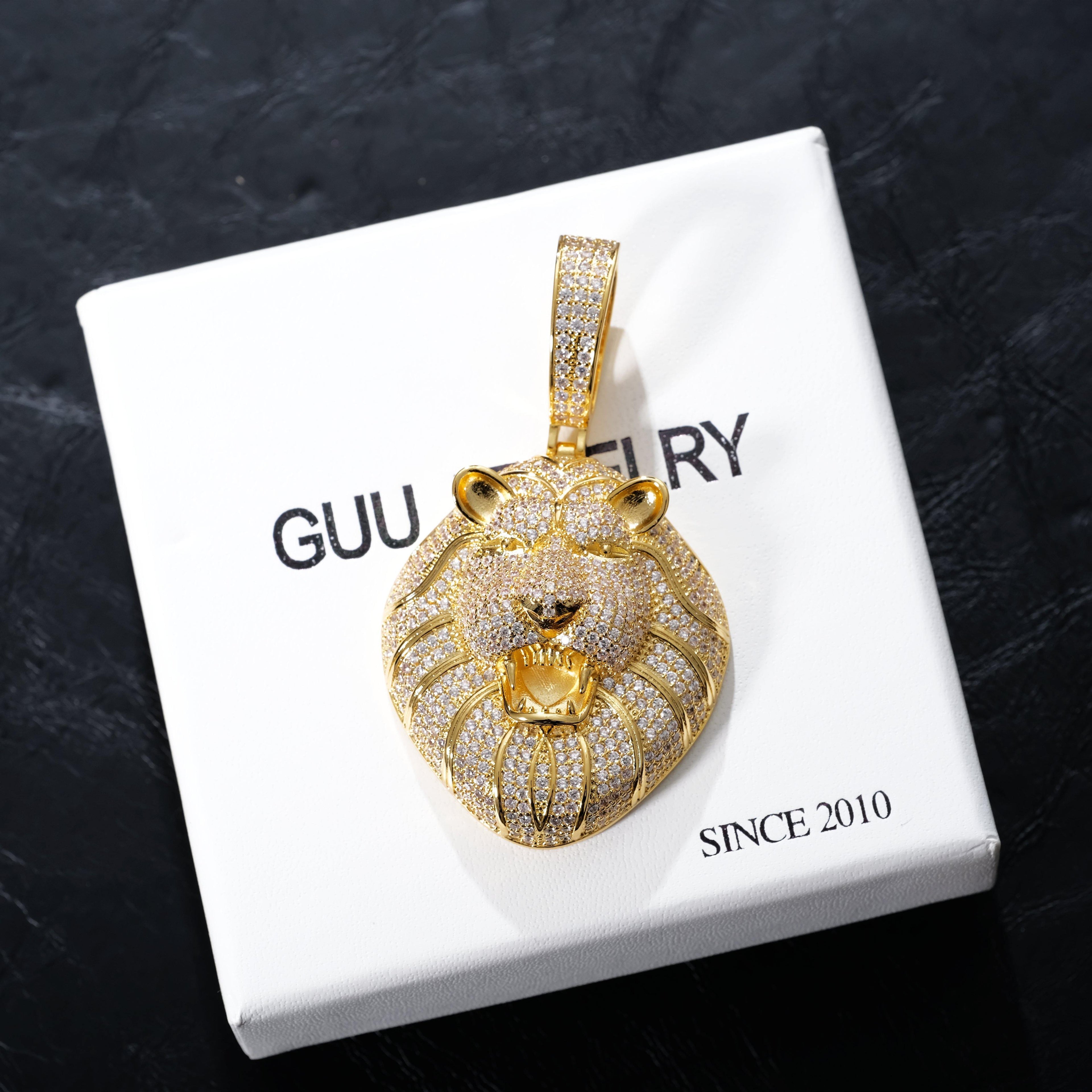 Iced Roaring Lion Necklace