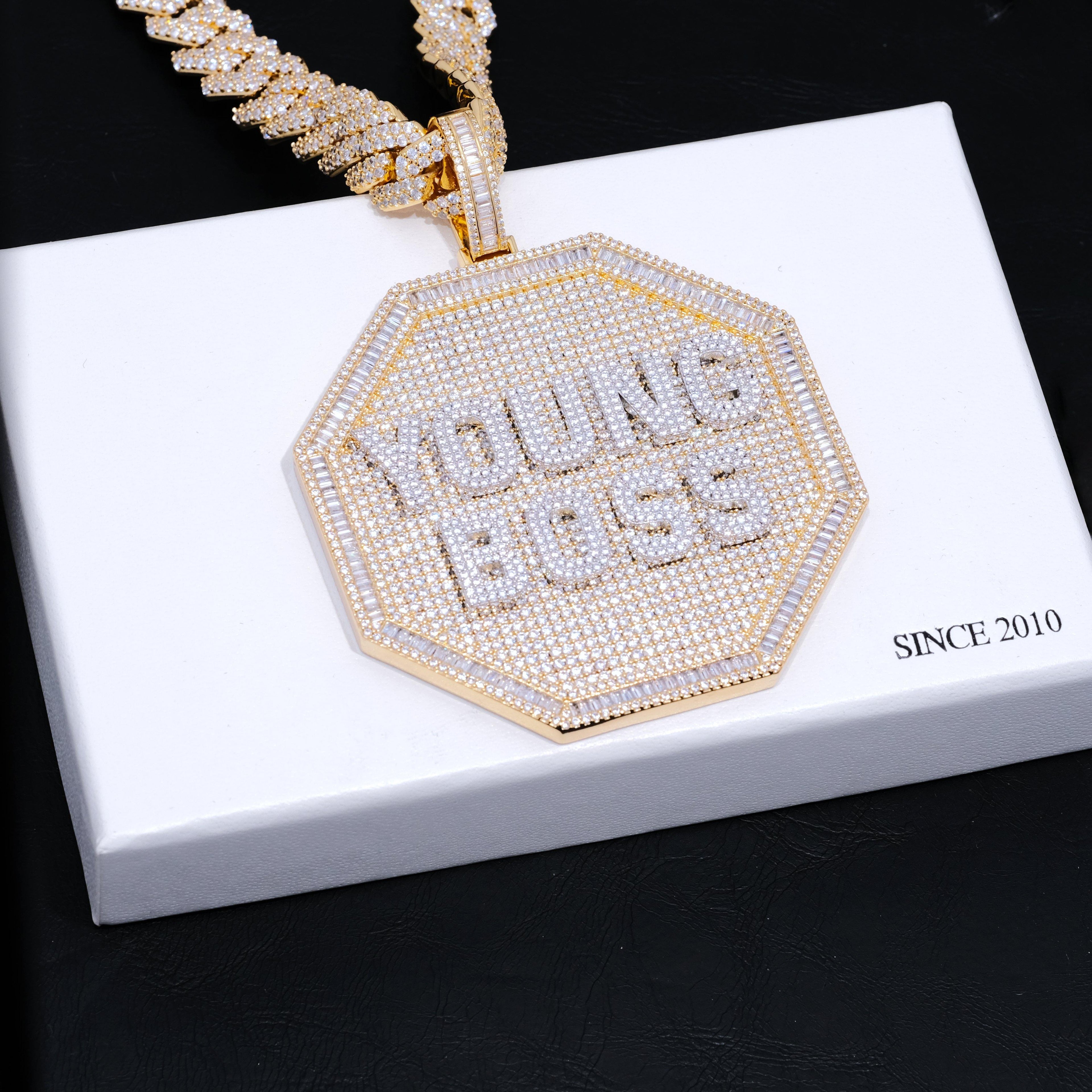 CUSTOM LETTER NECKLACE 3D BIG OCTAGON