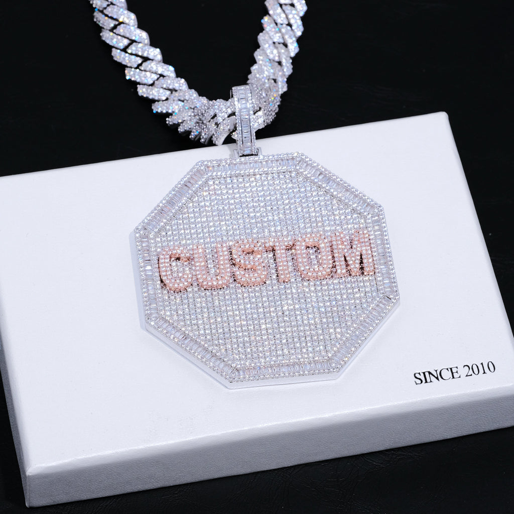 CUSTOM LETTER NECKLACE 3D BIG OCTAGON