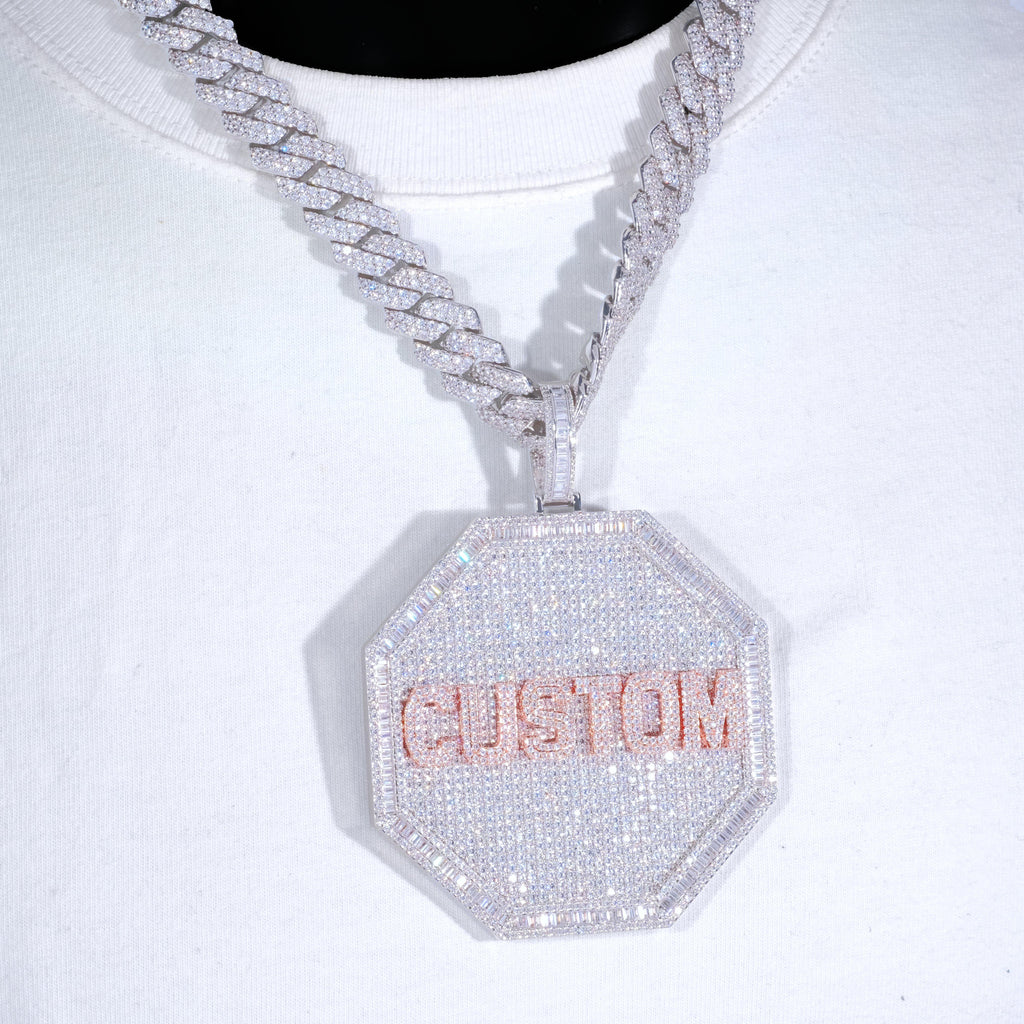 CUSTOM LETTER NECKLACE 3D BIG OCTAGON