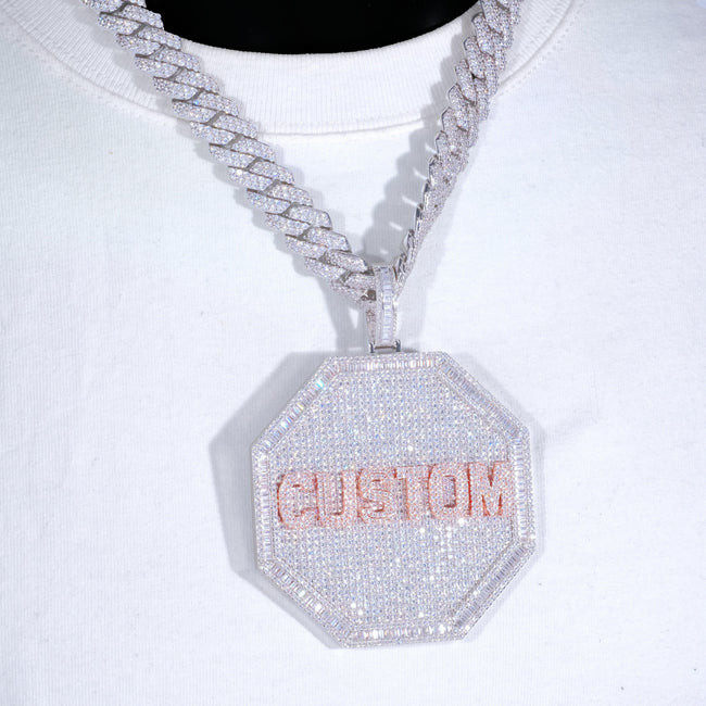 CUSTOM LETTER NECKLACE 3D BIG OCTAGON Main Image
