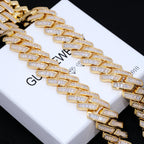 Baguette Channel Set Cuban Necklace (19mm) in Gold