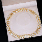 Baguette Channel Set Cuban Necklace (19mm) in Gold