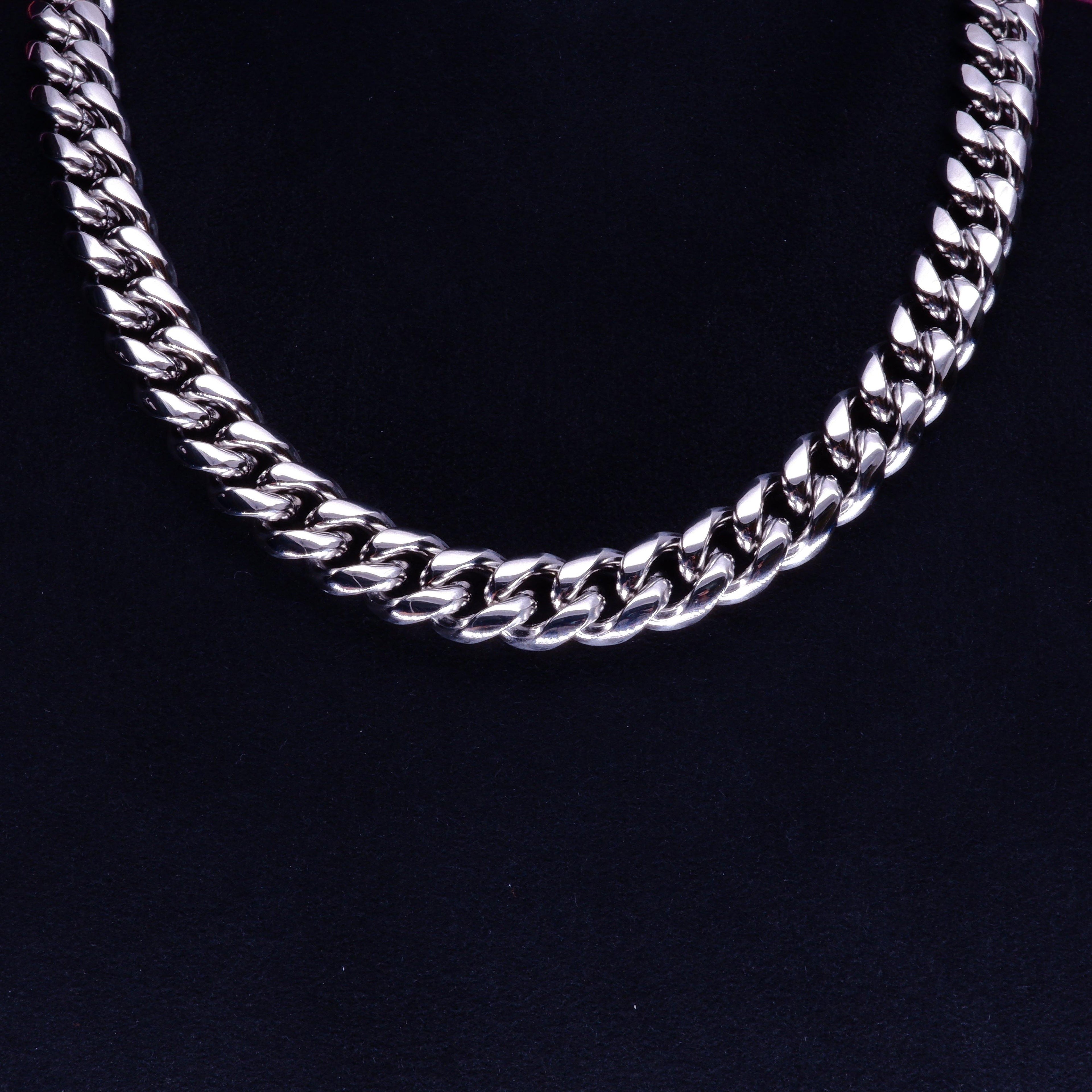 12mm 18K WhiteGold-Plated Classic Miami Cuban Link