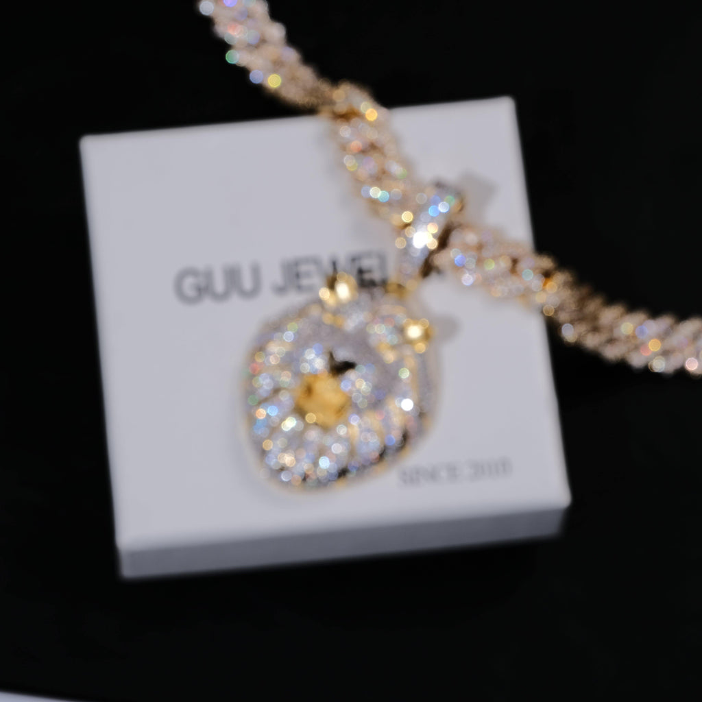 Iced Roaring Lion Necklace
