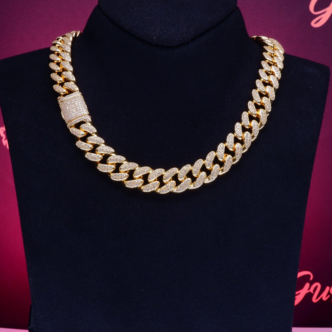 🔥New Flip buckle Iced Cuban Link Chain Gold-Plated Hover Image