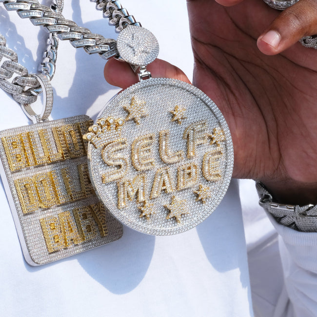 CUSTOM LETTER NECKLACE 3D BIG CROWN DISC Main Image