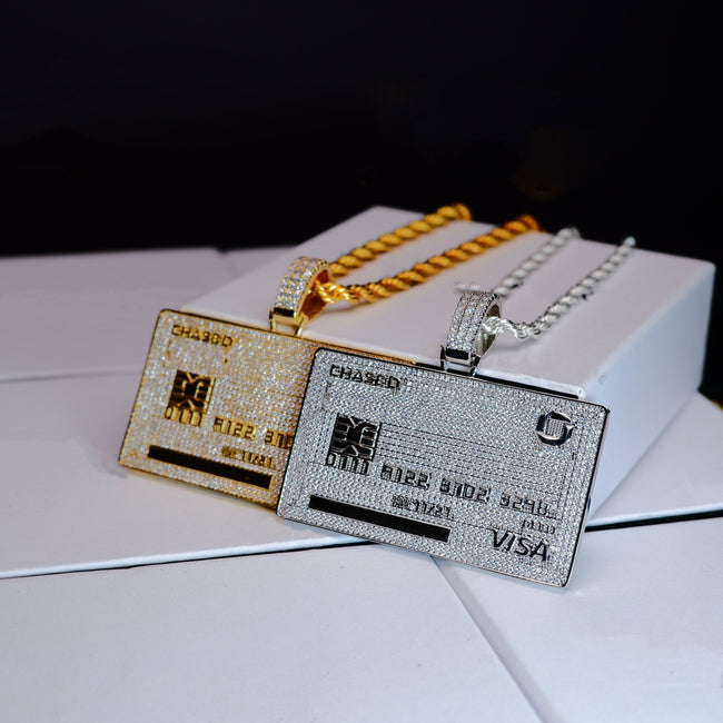 18K Gold-Plated Credit Card Bank card Iced Pendant Hover Image