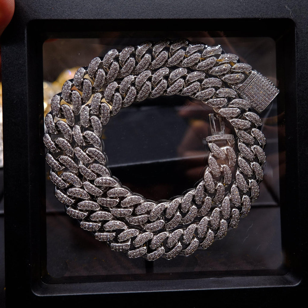 🔥New Flip buckle Iced Cuban Link Chain Silver