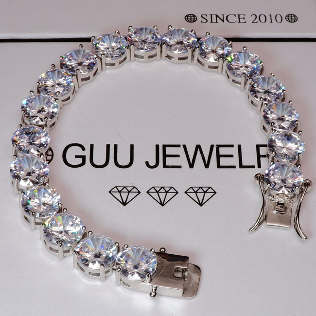 10mm Hip Hop CZ BlingBling Silver Tennis Bracelet Hover Image