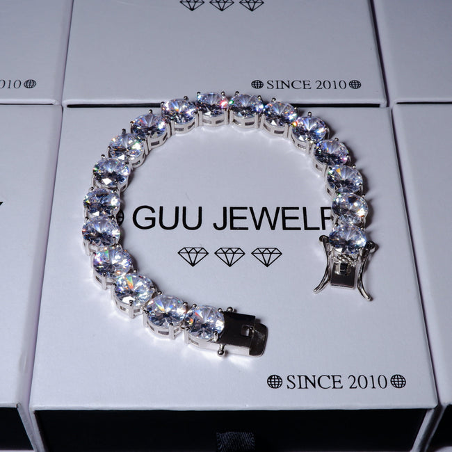 10mm Hip Hop CZ BlingBling Silver Tennis Bracelet Main Image