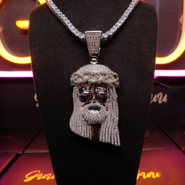 18K Gold-Plated AAA CZ Retro Jesus Pendant Hover Image