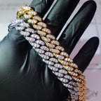 13mm 18K White/Gold-Plated Seamless Iced Cuban Chain
