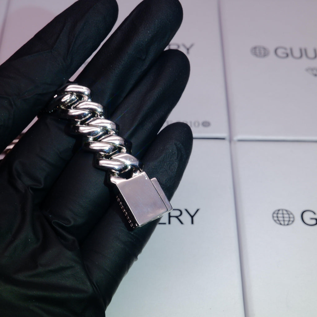 18K White/Gold-Plated Seamless Rhombic Iced Cuban Chain