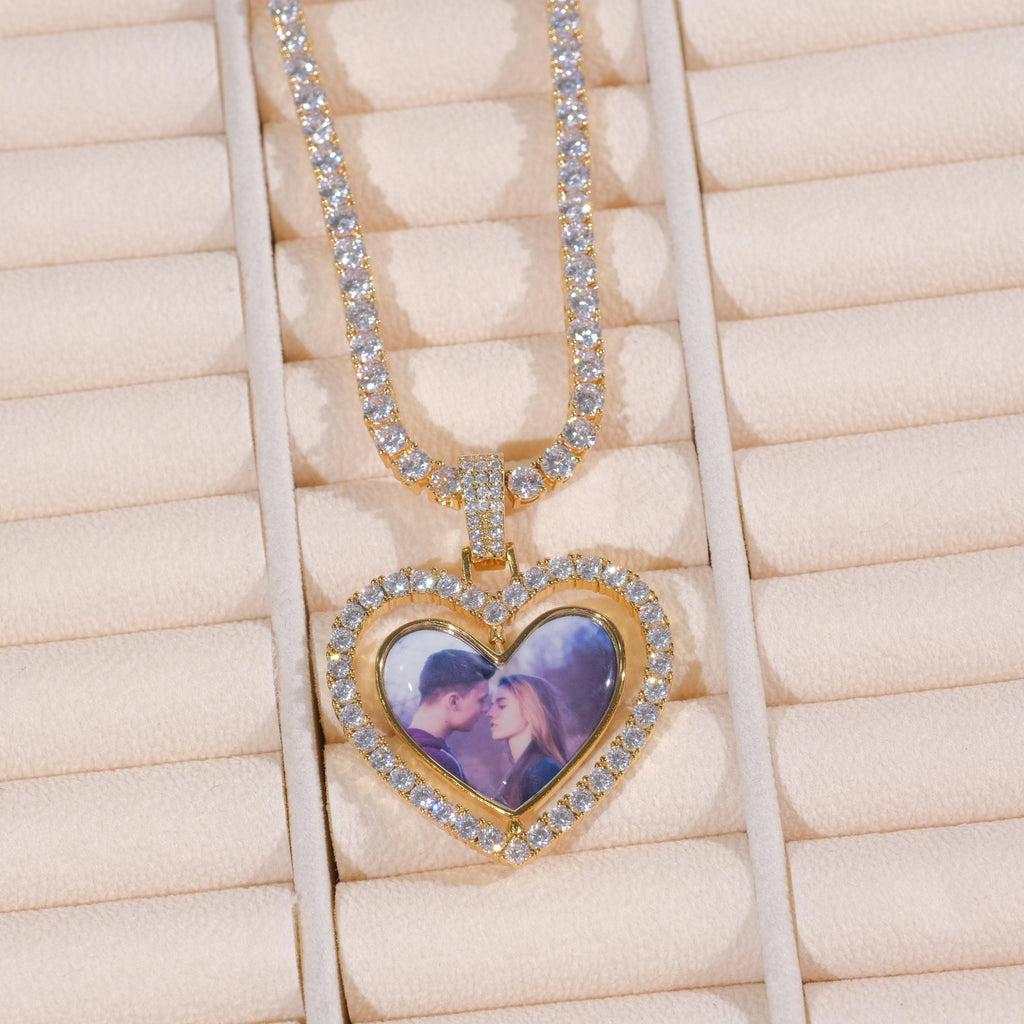 3D Spinning 2-Faced Heart Custom Picture Pendant