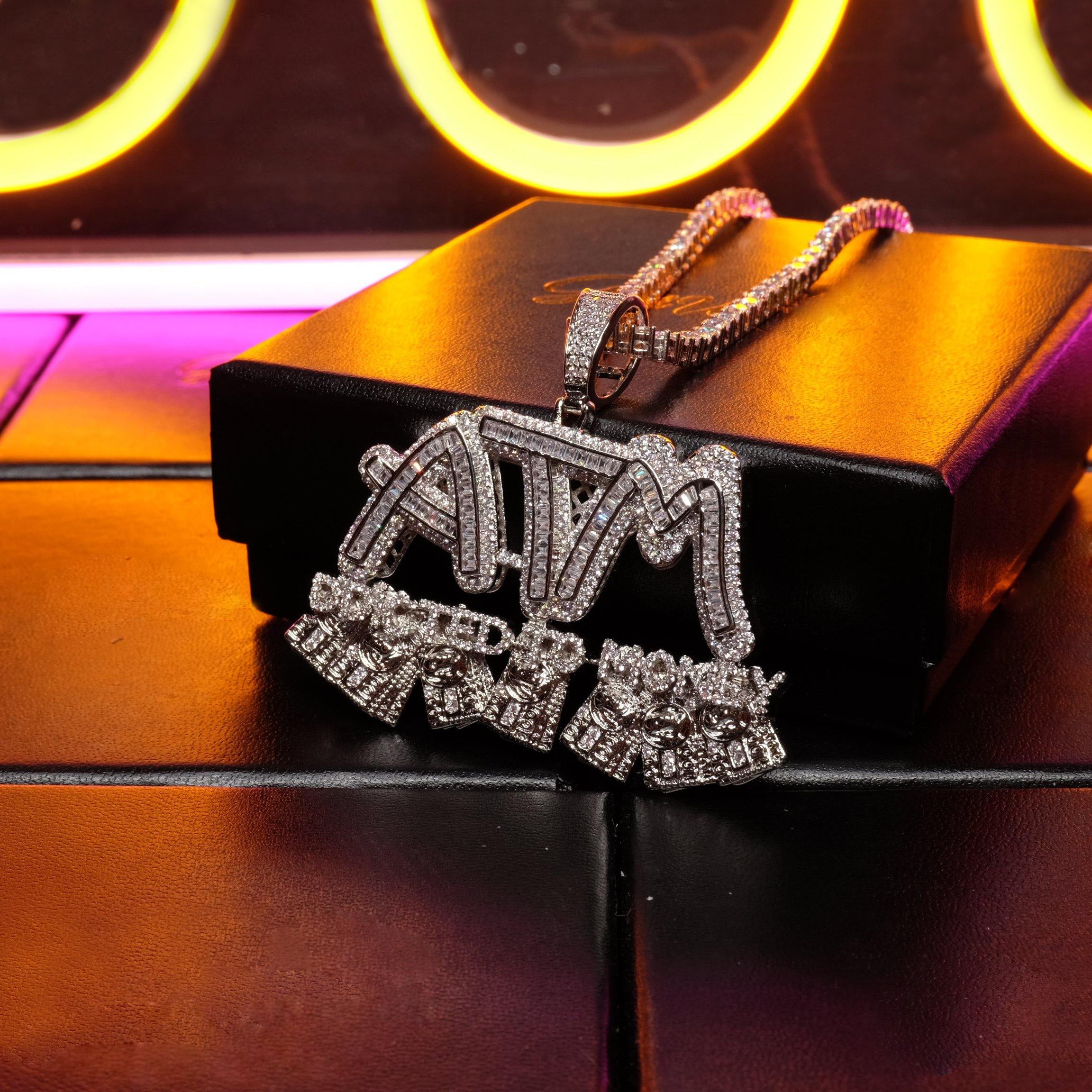 New 18K Gold-Plated ATM Iced Pendant