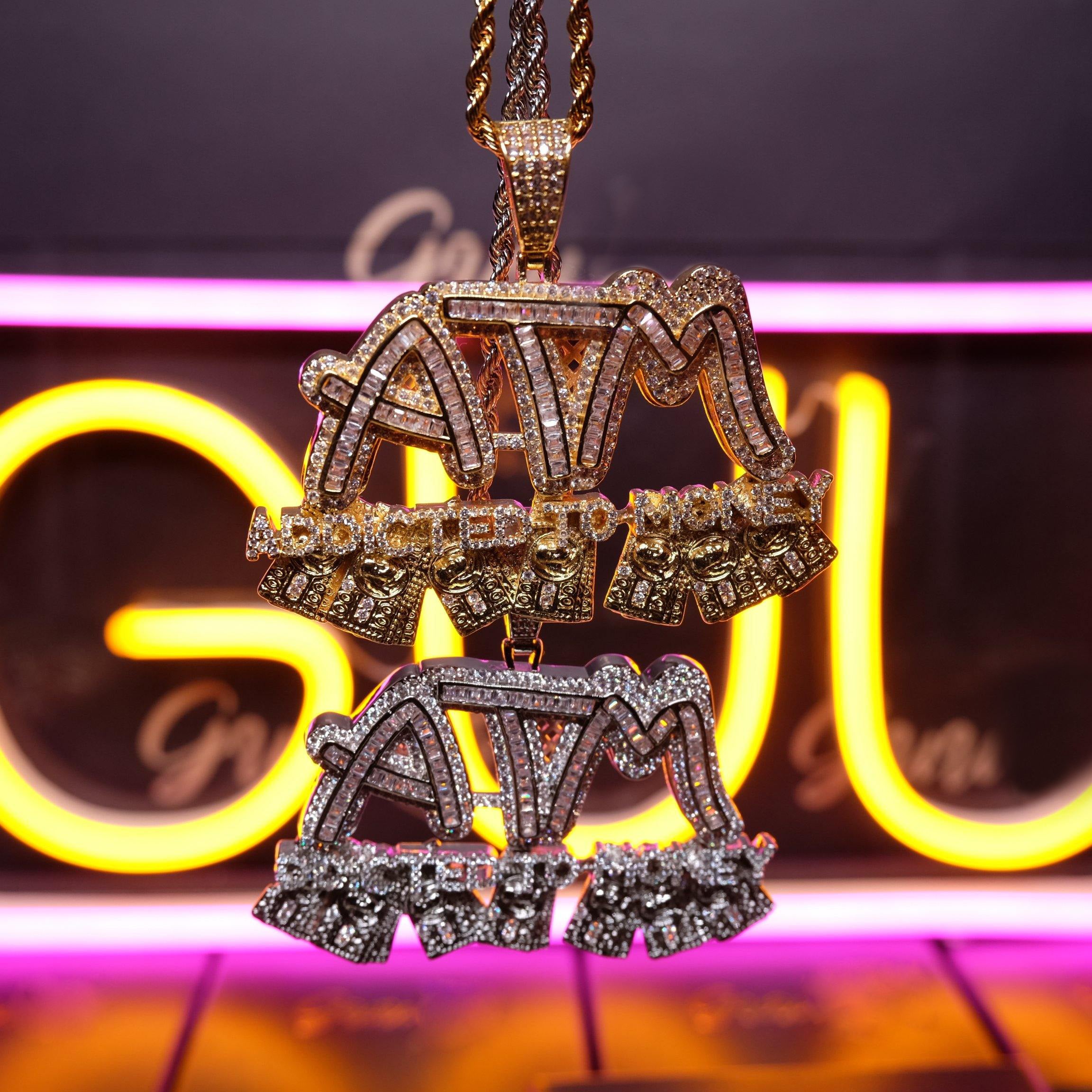 New 18K Gold-Plated ATM Iced Pendant