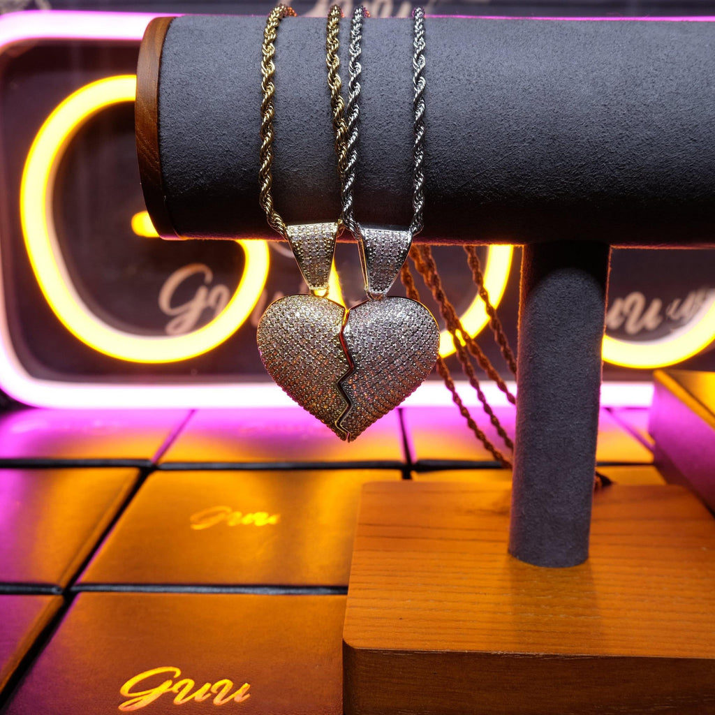 18K Gold-Plated CZ Heartbreak Pendant (with Chain)