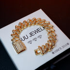 15MM 18K Gold-Plated Baguette Iced Bracelet