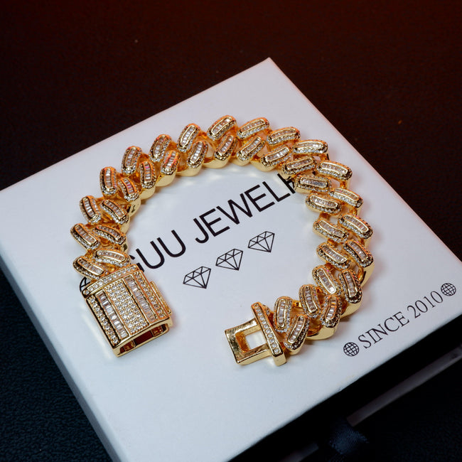 15MM 18K Gold-Plated Baguette Iced Bracelet Main Image