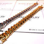 14mm White/Gold-Plated Classic Miami Cuban Bracelet