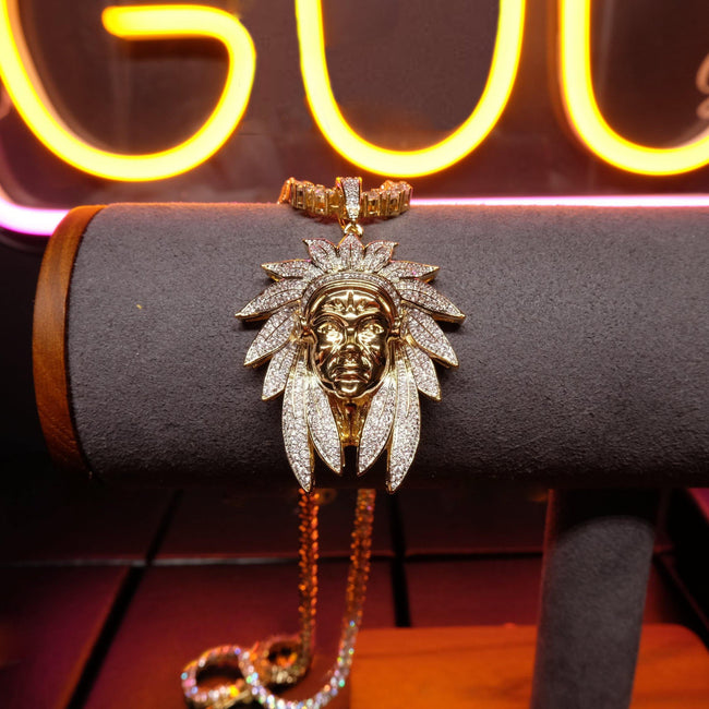 Official Limited  Gold-Plated Two-tone Indian Chief Pendant Hover Image