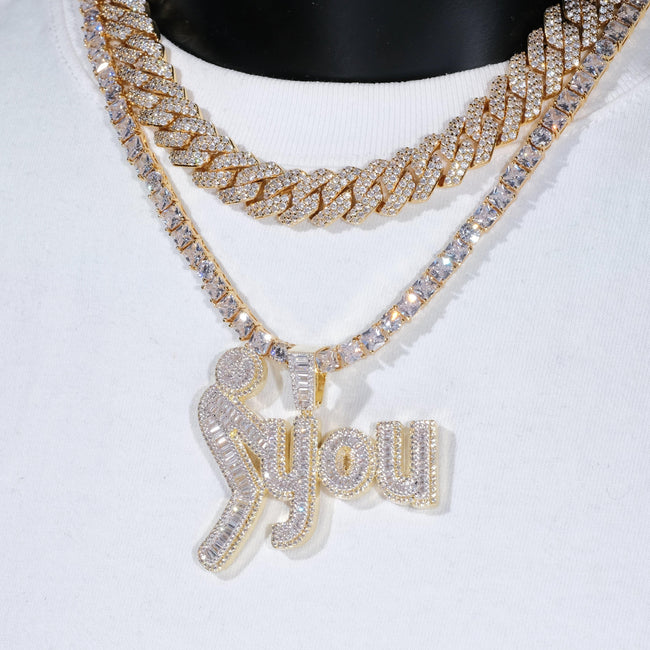 Fxxk You Baguette Two-Layer Iced Necklace Hover Image