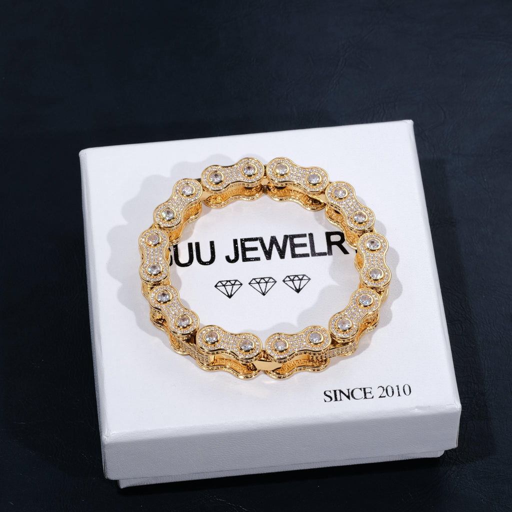 BIKE CHAIN LINK ICED HIP HOP BRACELET