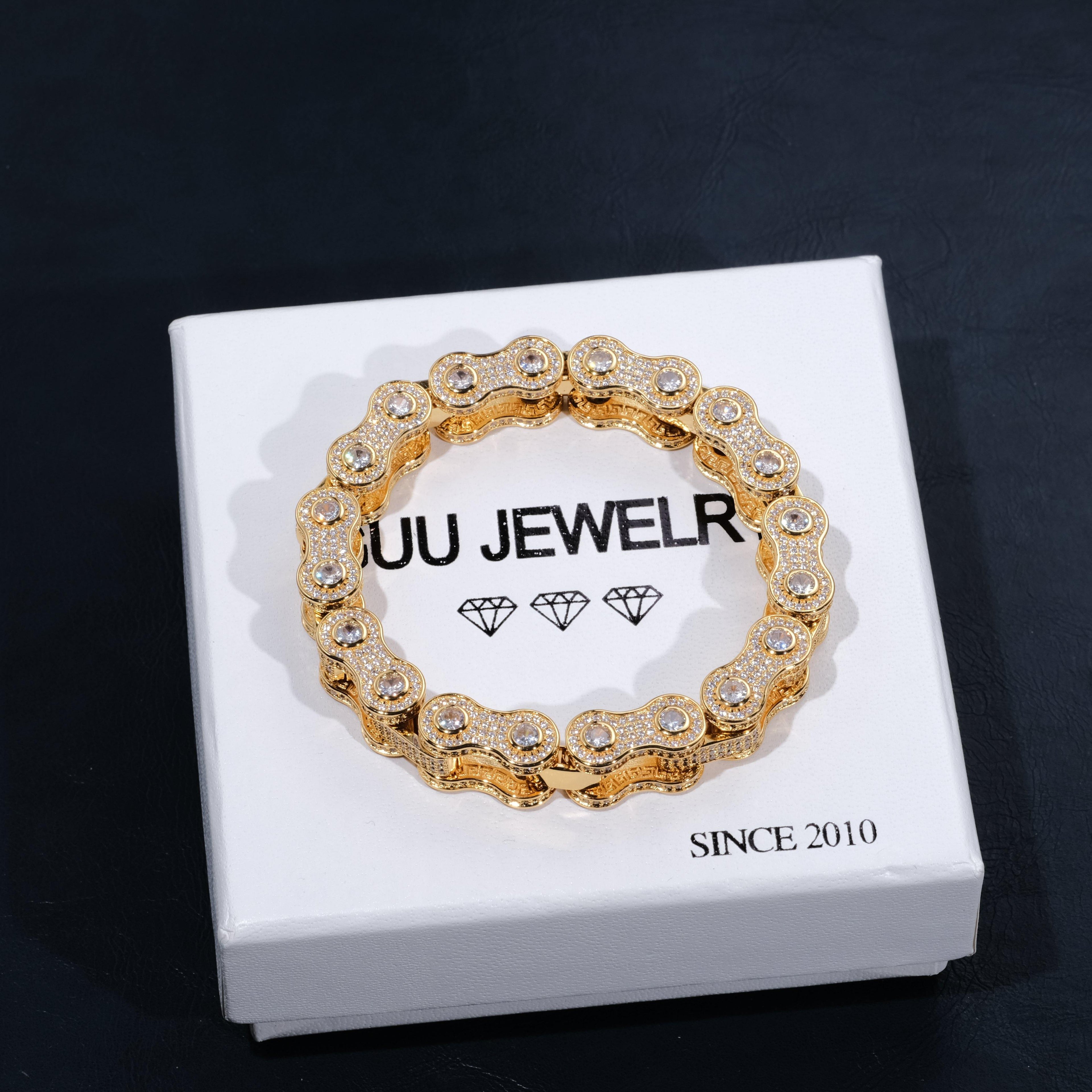 BIKE CHAIN LINK ICED HIP HOP BRACELET