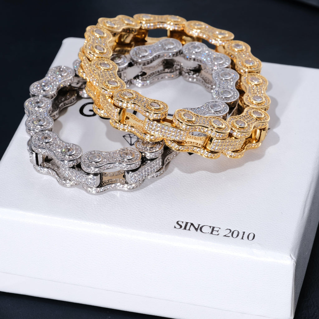 BIKE CHAIN LINK ICED HIP HOP BRACELET