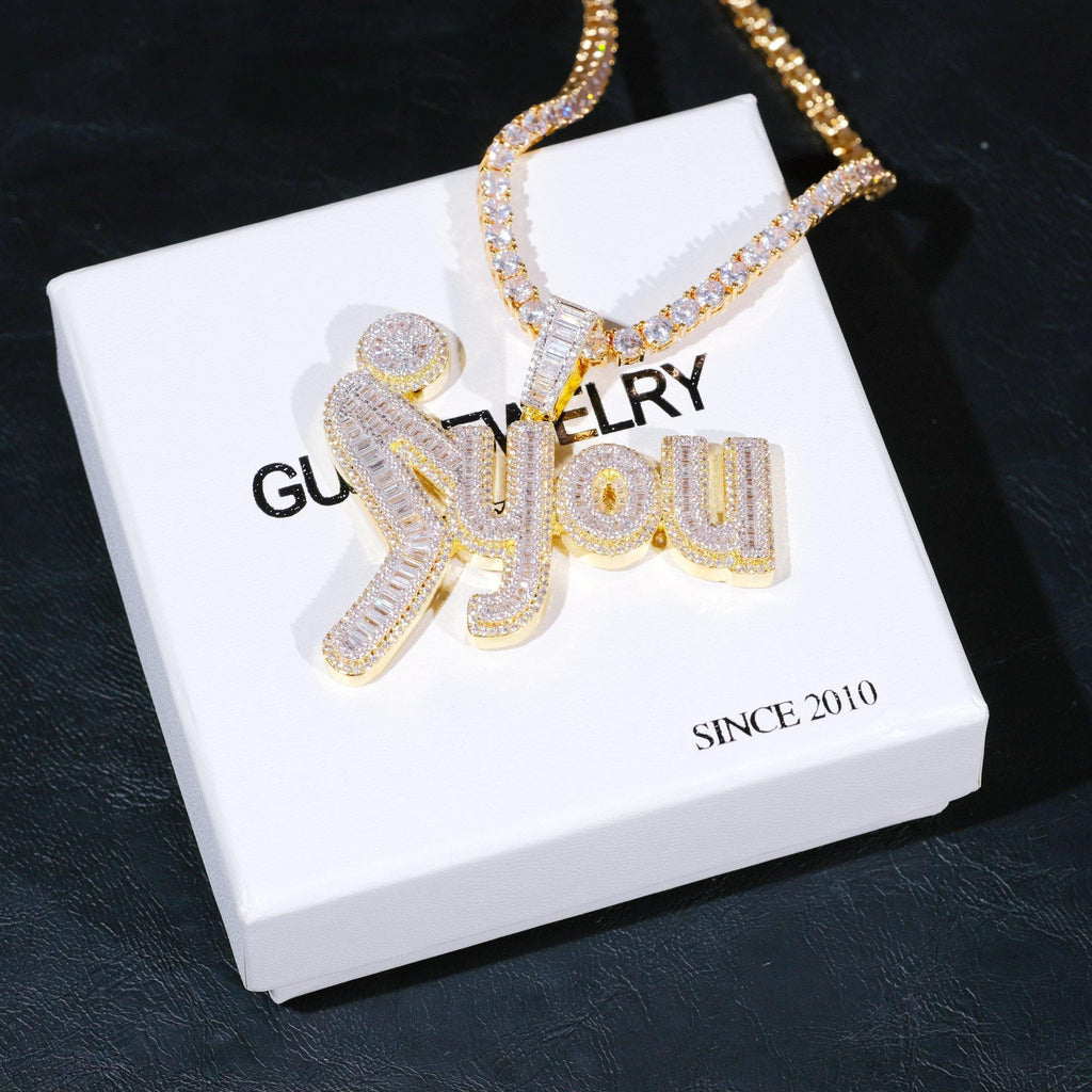 Fxxk You Baguette Two-Layer Iced Necklace