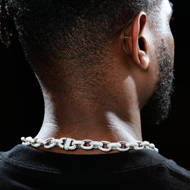 Annular Iced Prong Link Choker in WhiteGold Main Image