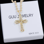 Jesus Crucifix Baguette Cross 18K Necklace