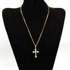 Official Limited Setting AAA CZ Cross Pendant In 18K Yellow Gold-Plated