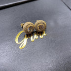 Gold Plated Iced Round Shape 12mm Hip Hop Earrings