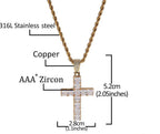 18k Gold-Plated CZ BlingBling Cross Hip Hop Pendant (With Chain)