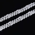 15mm Prong Baguette Curb Chain White Gold